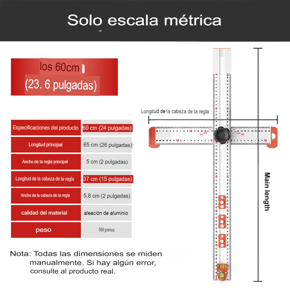 Regla de posicionamiento para perforar 4 en 1